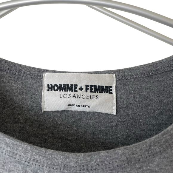 Homme + Femme Los Angeles Men’s T-Shirt Round Hem Bottom Gray Black Size XXL - Picture 4 of 8